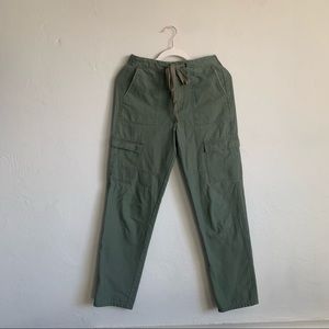 Forever 21 Cargo Ankle Pant Olive Army Green Drawstring Casual S